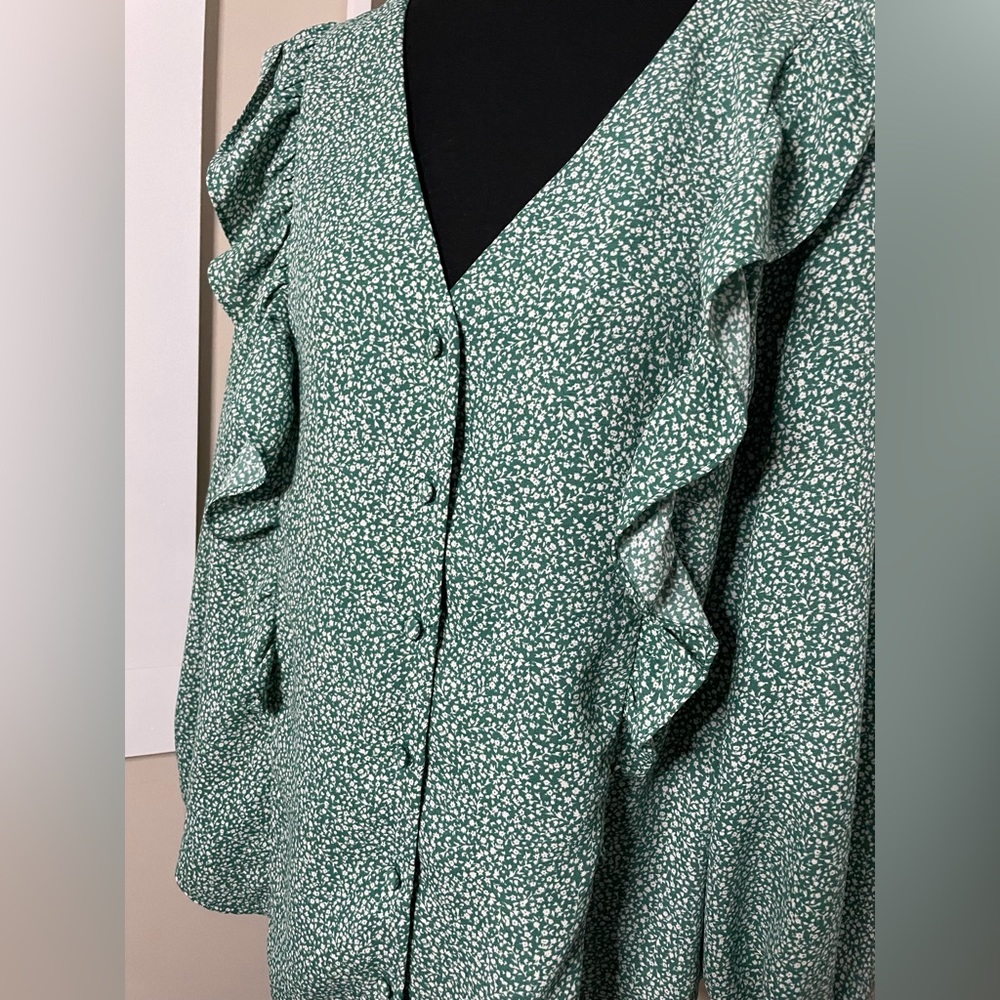 Irish Spring Green Ruffle Blouse - Picture 8 of 10